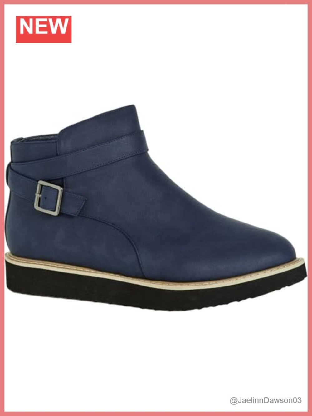 Wide Fit Ankle Boot Faux Suede Faux Leather Buckle Zip